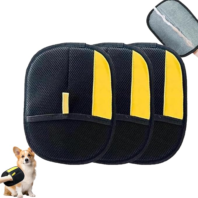 Pet Hair Removal Glove,Reusable Cat Dog Grooming Gloves Pets Hair for Dogs, Cats & Horses with Long and Short Hair Fur (3PCS)