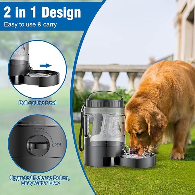 Dog Water Bottle Travel Bowl - 95oz Large Portable Dog Water Bowls Dispenser for Camping Essentials Hiking Traveling Beach Car Park Accessories, Leak Proof Pet Drinking Bottle Jug Bowls Dispenser