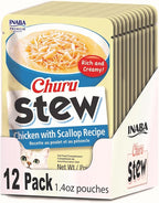 INABA Churu Stew for Cats, Side Dish Pouch with Vitamin E, 1.4 Ounces per Pouch, 12 Pouches, Chicken with Scallop Recipe