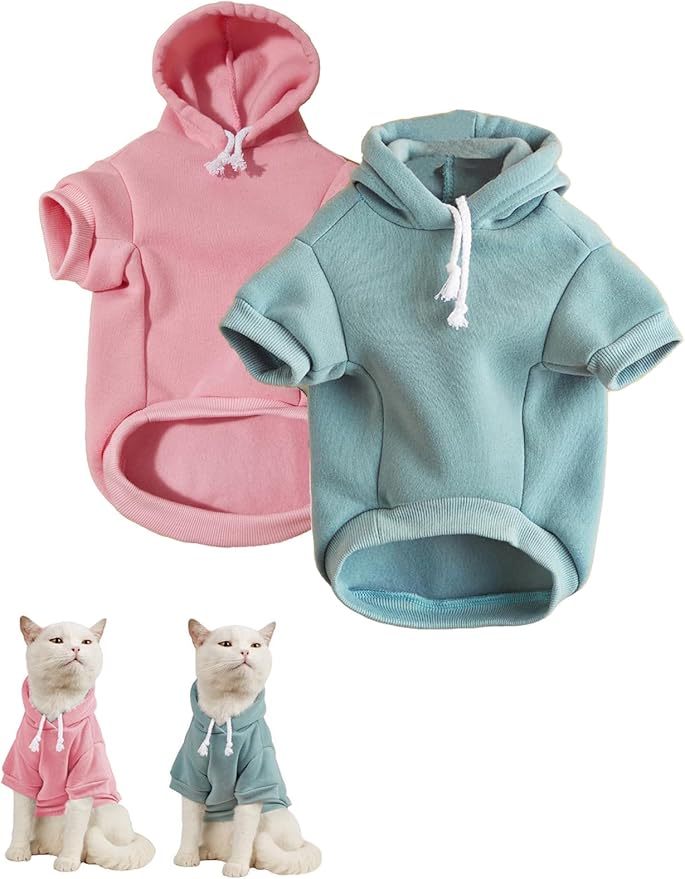 QWINEE Basic Dog Hoodie Sweatshirt Puppy Sweater Warm Cat Costumes Pet Clothes for Chihuahua Puppy Kitten Small Medium Dogs Pink and Green Large