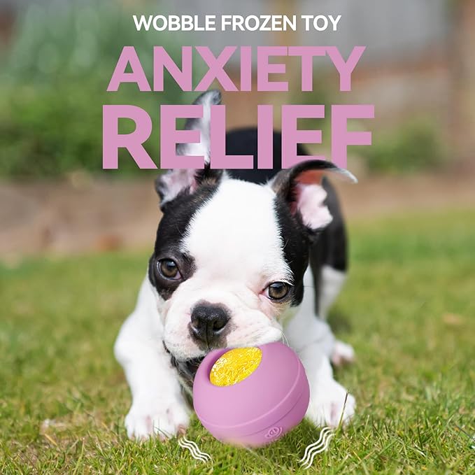 Long-Lasting Interactive Dog Lick Toy, Stuffable Dog Enrichment to Keep Dogs Busy, Wobbly Treat Dispensing Freezable Licking Toys, Food-Grade Safe (Pastel Purple,L)