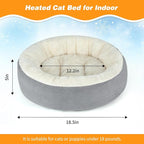 BWOGUE Heated Cat Bed for Indoor Cats,19'' Donut Detachable Heated Pet Bed Thermo-Kitty Heating Bed,Electric Warming Cat Bed Heater with Timer, Washable pet Heating Bed