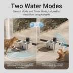 DownyPaws Cat Water Fountain Stainless Steel Wireless, 101 oz/3L FurSink Cordless Cat Water Dispenser for Pets, Battery Operated Dog Drinking Fountain with Motion Sensor, Black with 6 Filters
