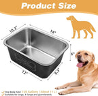 3 Gallons Large Dog Water Bowl, Stainless Steel Metal Dog Bowls, Large Capacity Pet Food Bowl Water Dish for Indoor and Outdoor Universal for Medium to Giant Dogs Black