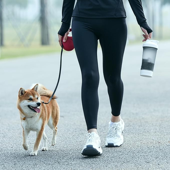 PAWGETHER® 4-in-1 Dog Water Bottle with Leak-Proof Portable Pet Water Bottle & Food Container & Poop Bag Dispenser & Built in Bowl for Outdoor Walking,Hiking,Travel(15oz for Water 5 oz for Food,Grey)