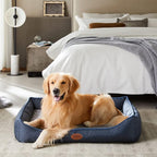 Orthopedic Dog Beds for Medium Large Dogs, Durable Egg Crate Foam Sofa Dog Bed wit Washable Removable Cover,Waterproof Lining and Nonskid Bottom,Pet Bed for Large Dogs (Navy Blue, X-Large)