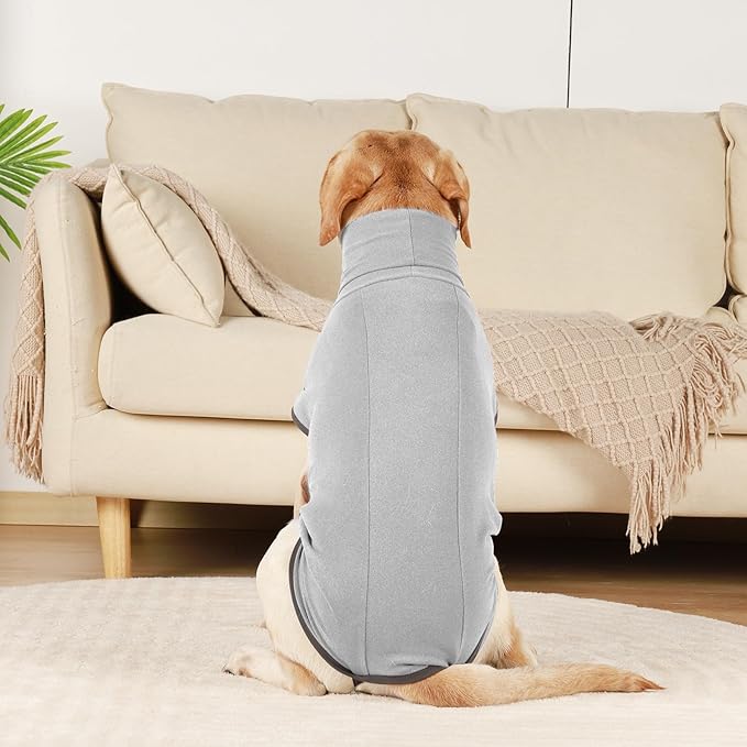 ROZKITCH Dog Winter Coat Soft Pullover Pajamas, Pet Windproof Warm Cold Weather Jacket Vest Cozy Onesie Jumpsuit Apparel Outfit Clothes for Small Medium Large Dogs Walking Sleep Grey 2XL