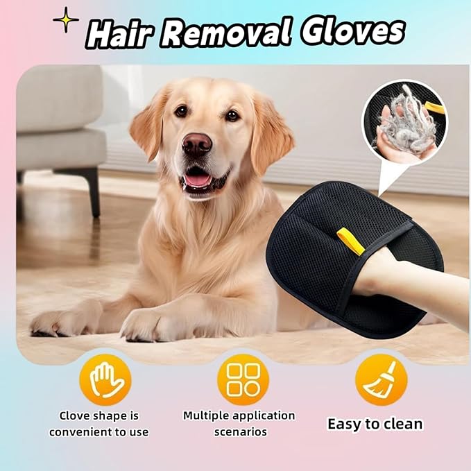 Electrostatic Pet Hair Removal Gloves,Reusable Cat Dog Grooming Gloves,Pet Hair Remover Gloves for Dog Cat Hair Removal from Furniture, Carpet, Clothes & Bedding(2 pcs)
