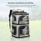 Double Cat Carrier, Cat Backpack Carrier for 2 Cats, Multi Dog Backpack, Two Cat Carrier with 7 Ventilation Windows, Built-in Frame and Support Plate, Safety Straps, Collapsible, Perfect for Travel