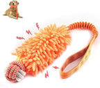 Dog Puppy Toys Dog Squeak Toys Plush Dog Toy with Dog Ropes Knots for Fun and Teeth Cleaning,Tug of War Toys, Puppy Chew Toys, Dog Rope Toys for Training Small, Large Dogs (Orange, Dog Bite Ball Toy)