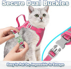 Cat Harness and Leash Set Escape Proof for Kitten Walking, Soft Adjustable Top Handle Vest Harnesses for Cats, Easy Control Breathable Reflective Small Medium Large, Pink, S