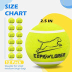 EXPAWLORER Tennis Toys for Dogs, 2.5 Inch Dog Toy Tennis Balls with Squeaker, 12 Pack Interactive Squeaky Dog Balls for Aggressive chewers,Perfect Pet Toy for Small, Medium + Large Dogs