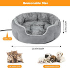 FHTONGE Heated Cat Bed Indoor with Timer and Temp Adjustment, Washable Self Warming Cat Bed Donut with Overheat Protection for Winter, Snuggle Round Cat Bed Cuddler with Electric Heating Pad