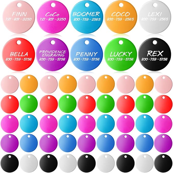 Sadnyy Blank Dog Pet Tags 25 mm for Engraving Aluminum Round Discs Smooth Metal Colorful Double Stamping Tag Pendants with Hole for DIY Craft Pet Charm Supplies(150 Pcs)
