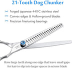 JASON 7 Inch 21-Teeth Chunkers Shears for Dogs, Ergonomic Cats Grooming Texturizing Blending Thinning Shears Pets Trimming Kit with Offset Handle, Sharp, Comfortable Shear