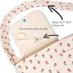 Floral Pet Carrier Sling, Breathable Cotton Dog Purse Carrier, Hand-Free Travel Puppy Purse for Small Dog 5-15 lbs, Cat Sling Chest, Per Mom Dad Gifts(White, Large)