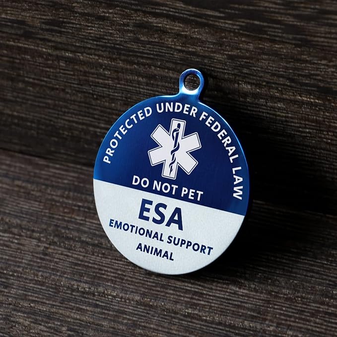 MYLUCKYTAG Emotional Support Animal (ESA) Tag - QR Code Digital Pet ID, Online Profile, Location Alert Email - Durable Stainless Steel Collar Tag