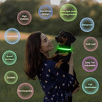 Multi-Color Light up Dog Collar, YFbrite USB Rechargeable LED Puppy Collar Super Bright Adjustable Glowing Dog Lights for Night Walking (Multi-Color, Large)