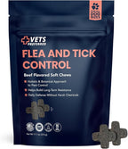 Vets Preferred Flea and Tick Prevention for Dogs Chewable - Daily Defense Without Harsh Chemicals - Immune Support & Antioxidant Protection - Beef Flavored - 90 Soft Chews