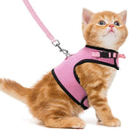 PUPTECK Soft Mesh Cat Vest Harness and Leash Set Puppy Padded Pet Harnesses Escape Proof for Cats Small Dogs (Small, Pink)