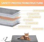 Cat heating Pad, 9 adjustable temperature, Pet heating pad, timer, removable washable waterproof heating cat bed, chewable cord, electric heating pad for cat (Grey, 35.0"L x 24.0"W x 0.6"TH)