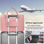 Pecute Stylish Cat Carrier Up to 13lbs, Soft Sided Small Dog Travel Carriers, Collapsible Pet Carrier for Small Cats and Dogs with Locking Safety Zippers, Puppy Carrier Airline Approved -Pink