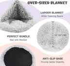 Himax Dog Beds for Small Medium Dogs, Donut Dog Bed with Blanket Attached, Calming Dogs Bed Washable (20"/26"/35") Light Grey