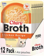 INABA Churu Broth for Cats, Side Dish Pouch, 1.4 Ounces per Pouch, 12 Pouches, Chicken Recipe