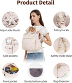 OFY Cat Carrier Puffy Backpack Breathable Small Dog Front Backpack Large Space for Small Dogs, Drawstring & Water-Resisant Pet Bag for Travel Hiking, Beige Gray Patent Pending