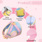 Cat Harness and Leash Set for Walking Escape Proof, Adjustable Kitten Harness Breathable Mesh with Reflective Strips Harness with Flower for Kitty Puppy Bunny Pink M