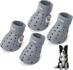 Dog Shoes Breathable Dog Shoe for Hot Pavement, Dog Booties and Paw Protectors, Non-Slip Waterproof Dog Sandals Boots (Gray, L: (3.1’’x2.5'')(L*W))
