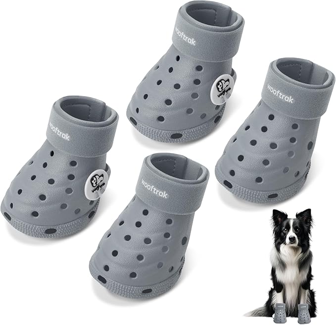 Dog Shoes Breathable Dog Shoe for Hot Pavement, Dog Booties and Paw Protectors, Non-Slip Waterproof Dog Sandals Boots (Gray, L: (3.1’’x2.5'')(L*W))