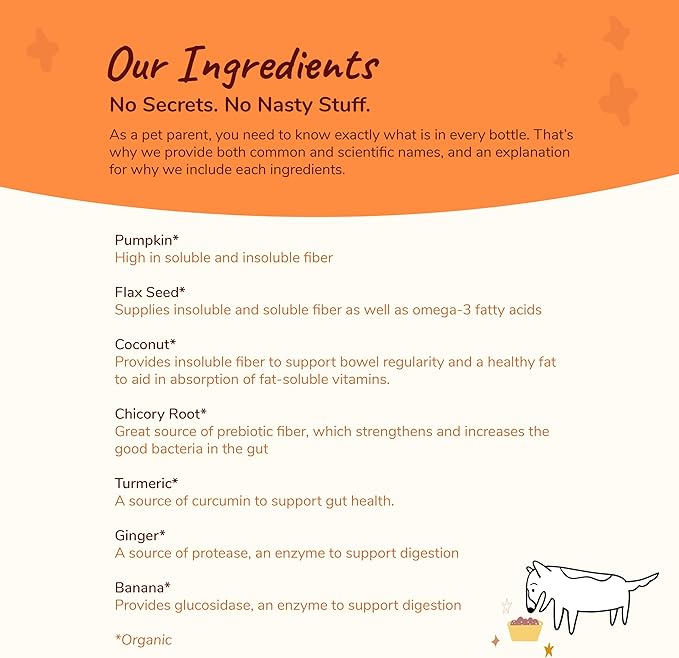 kin+kind Probiotics for Dogs - Digestive Health Support with Prebiotics & Fiber Powder - Cat and Dog Vitamins and Supplements for Gut Health, Healthy Poops & Immune Support - Made in USA - 4 oz