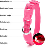 Visinite Light Up Dog Collars for Small Dogs,LED Dog Collar Light Rechargeable,Fully Adjustable Lighted Dog Collar,Glow in The Dark Dog Collars with Dog Lights for Night Walking,Pink