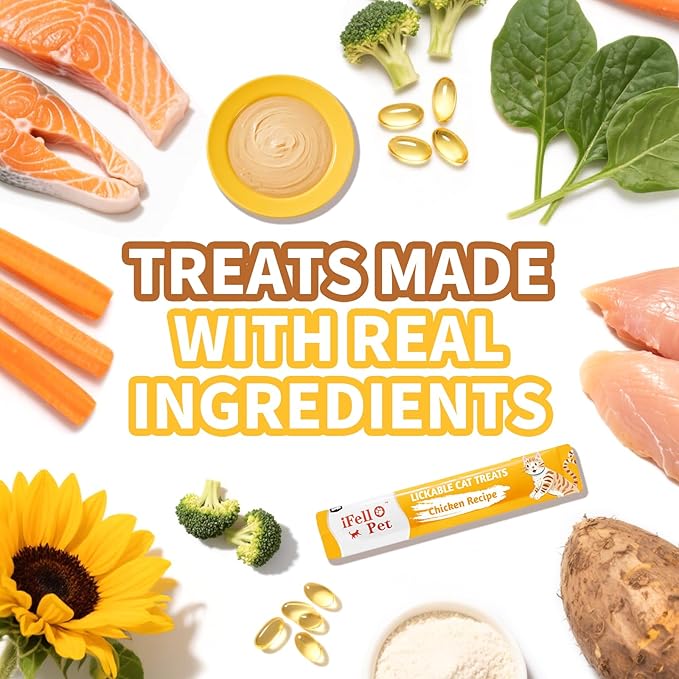 Cat Treats Lickable, Variety Pack - Lickable Cat Treats Squeeze Up, with Tuna, Salmon, Chicken Flavor, Grain-Free for Skin & Coat Support, 0.53 oz(Pack of 12)