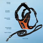 Voyager Escape-Proof Step-in Lock Cat Harness & 5ft Neoprene-Handle Leash Set All-Weather Mesh with Reflective Stitching for Small to Large Cats by Best Pet Supplies, Orange/Black Trim, XXXS