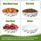 meekoo 600 Pcs Large Pet Disposable Feeding Bowls Liner Bulk Cat Food Bowls Small Paper Dish Paper Liner for Small Dogs Cats Dish Wet Food Feeding Station(White,Paw)