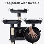 SHA CERLIN 68 Inches Multi-Level Large Cat Tree for Large Kitties/Big Cat Tower with Condo/Cozy Plush ‌Pussycat Perches/Sisal Scratching Posts and Hammocks/Activity Center/Dark Grey