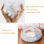 Cat Bed,Calming Self Warming Kitten Bed,Round Hooded Cat Bed Cave Indoor Cat Puppy Sleeping Faux Fur Warm Soft Plush Donut Cuddler Pet Bed,Non-Slip Bottom Cat Cushion,Machine Washable