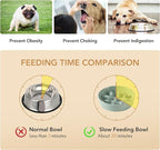 6.1inch Dog Bowl Slow Feeder Ceramic, Slow Pet Food Dish for Small Dog and Cat, Stop Bloat, Preventing Choking(Single Bowl, Beige)