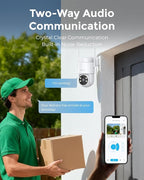 Devo Solar Security Camera Wireless Outdoor 360° PTZ - 2.3K Color Night Vision with AI Human Detection, WiFi 6 Pan/Tilt IP66 Waterproof, 180-Day Battery & Solar Panel, 2-Way Audio, Triple Alert System