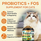 Cat Probiotics & FOS, Gut + Immune Support - 500 Chews Crunchy & Creamy Cheese Core, Probiotic for Digestive and Gut Health, Immunity, Constipation Relief for Cats Kittens - Chicken Shrimp