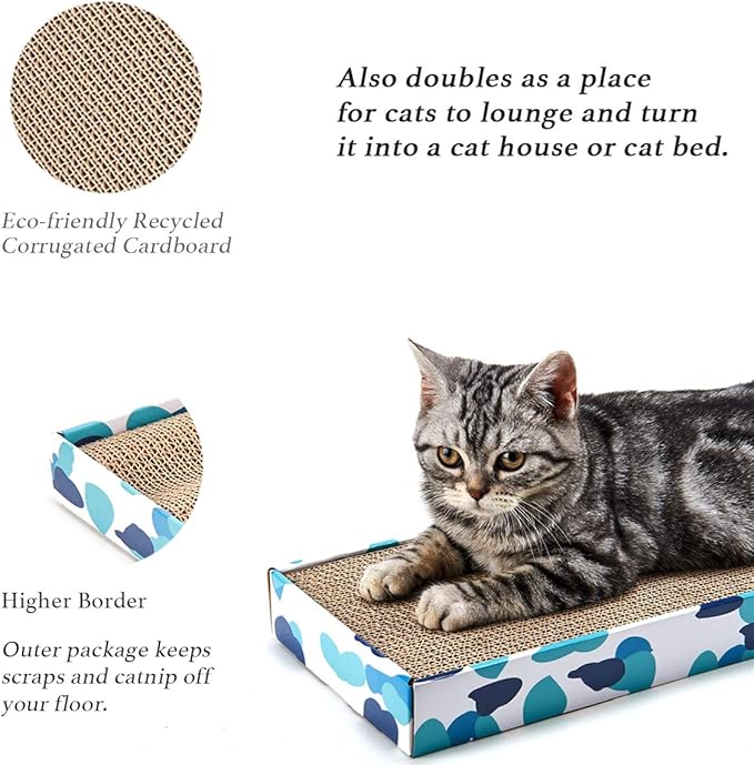 PEEKAB Cat Scratcher Cardboard Reversible Cat Scratch pad Kitty Corrugated Scratching Board Bed Catnip Included