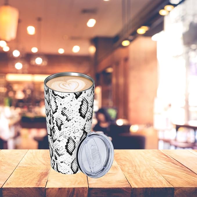 Dujiea 20oz Tumbler With Lid And Straw, Snakeskin Vacuum Insulated Iced Coffee Mug Reusable Travel Cup Stainless Steel Water Bottle
