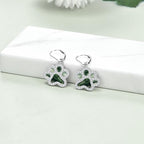 Paw Print Earrings Sterling Silver Leverback Dog Paw Earrings Puppy Paw Drop Dangle Earring for Women Girls