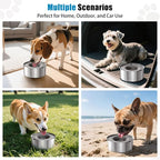 SCHITEC Dog Water Bowl No Spill 1.2L/40oz Slow Drinking Anti-Splash Stainless Steel Dog Bowl with Floating Disk, Spill Proof Pet Travel Water Dispenser for Sloppy Messy Drinkers(Gray)