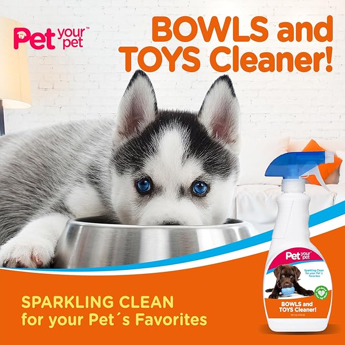 Dog Bowls and Toys Cleaner – Cleaning Spray for Pet’s Toys & Bowls with Plant-Derived Ingredients – Multipurpose Spray for Clean Products - Indoor/Outdoor Dog Lovers Essentials