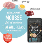 Tiki Cat After Dark, Velvet Mousse, Chicken & Quail Egg Recipe in Chicken Broth, Grain & Potato Free Formula, with High Protein & Nutrient Dense Blended Organ Meat, 2.8 oz. Pouch (Pack of 12)