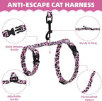PAWCHIE Cat Harness and Leash Set, Cats Escape Proof-Adjustable Kitten Harness Lightweight Soft Outdoor Walking Travel Pet Safe Harness, Puppy Harness for Girl Cats Bunny Rabbit Small Dog, Pink M