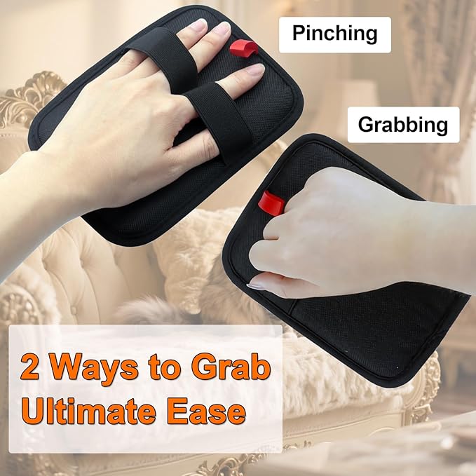 Pet Hair Removal Glove, 2 Pcs Upgraded Electrostatic Pet Hair Remover Gloves for Furniture Couch Carpet Curtain Car Seat, Reusable Dog Cat Grooming & Shedding Tool with FREE Steel Comb & Toothbrush